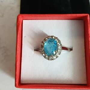 Elegant Blue Gemstone Silver Ring